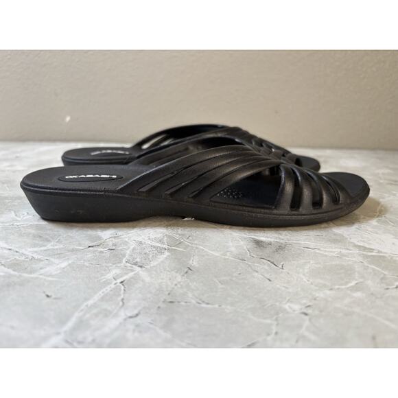 Okabashi Women's Venice Slide Sandal Size M L 8 9 Black Rubber Jelly Flip Flop‎ - Picture 6 of 8